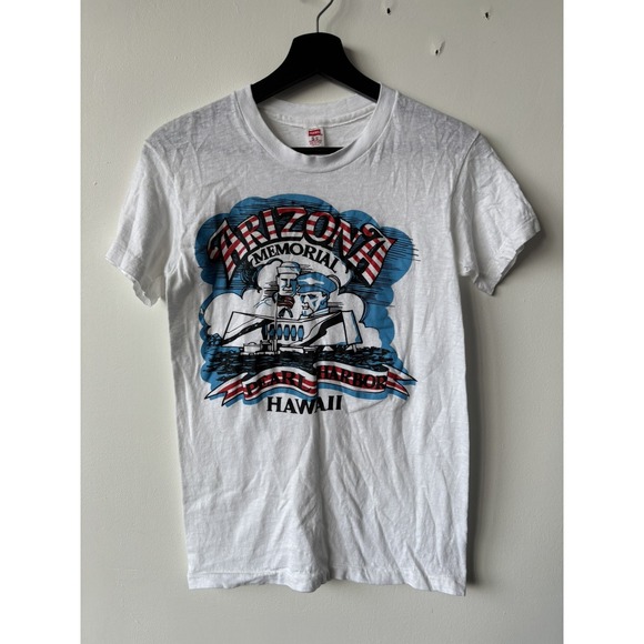 Hanes Other - Vintage Arizona Memorial Shirt Mens XS Pearl Harbor Hawaii Souvenir 80s USA